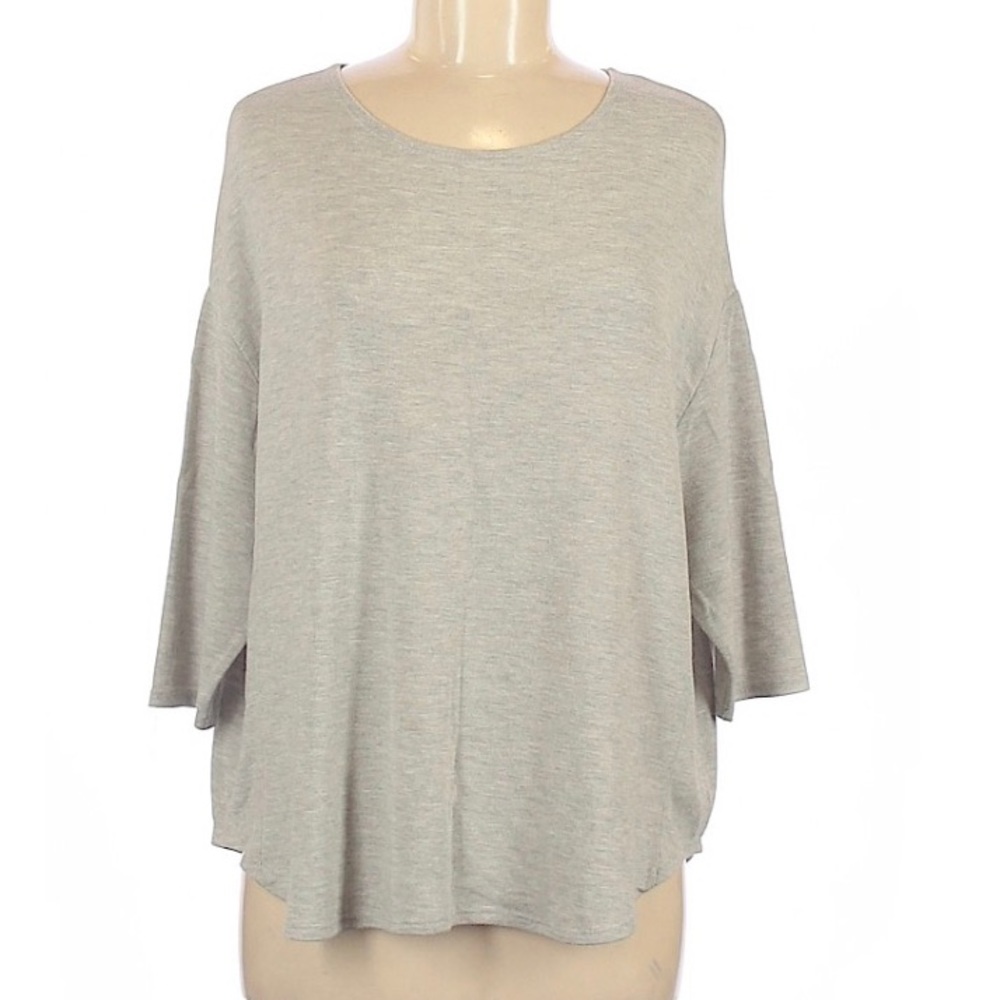 Topshop Gray Scoop Neckline 3/4 Sleeve Top.